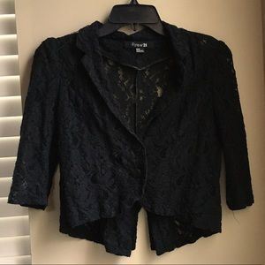 Forever 21 Black Floral Lace Blazer